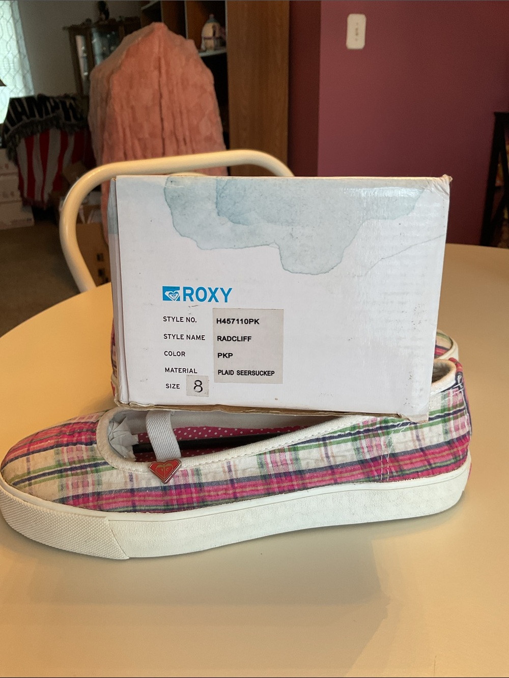 Roxy Girls Pink Plaid Slip-On Ballet Flats - Picture 5 of 5
